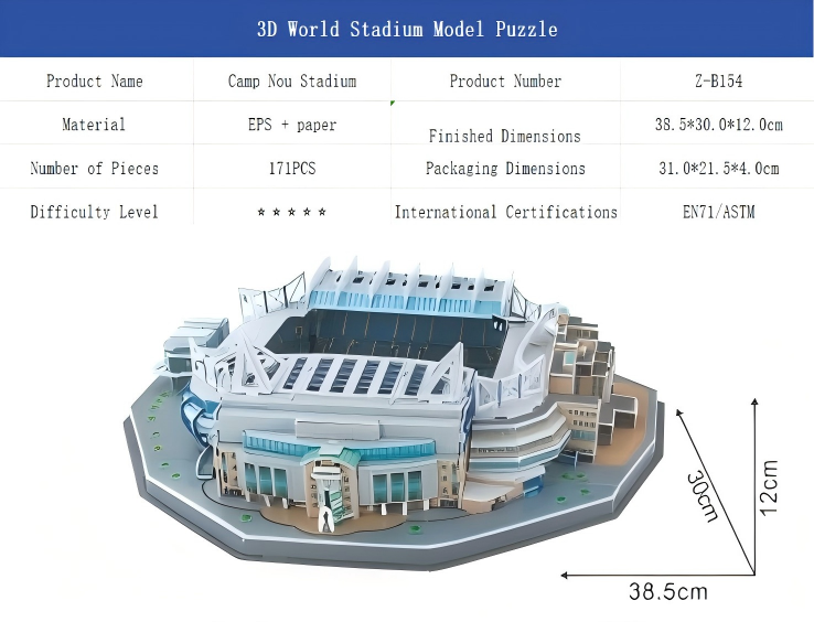 3D Stadium Model Kits: Real Madrid, Barcelona, and Juventus Home Stadiums