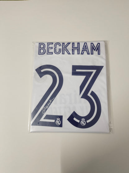 Camiseta autografiada de David Beckham Real Madrid Temporada 20/21 Local icons coa