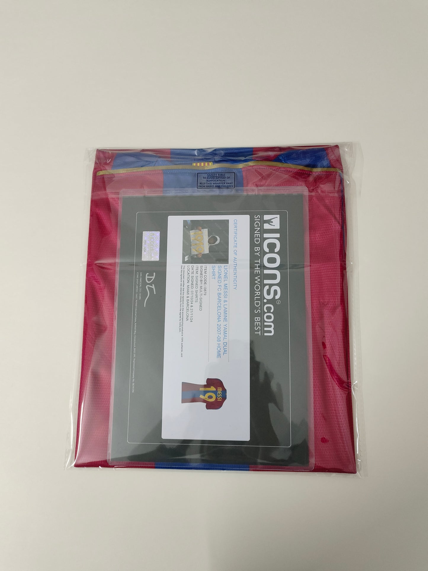 Messi and Yamal 07-08 Season Barcelona Home Autograph Jersey Icons coa
