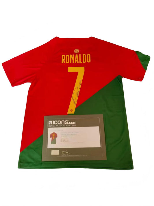 Cristiano Ronaldo Portugal Nacional 2022 Copa Mundial de Qatar Camiseta Autografiada Icons coa