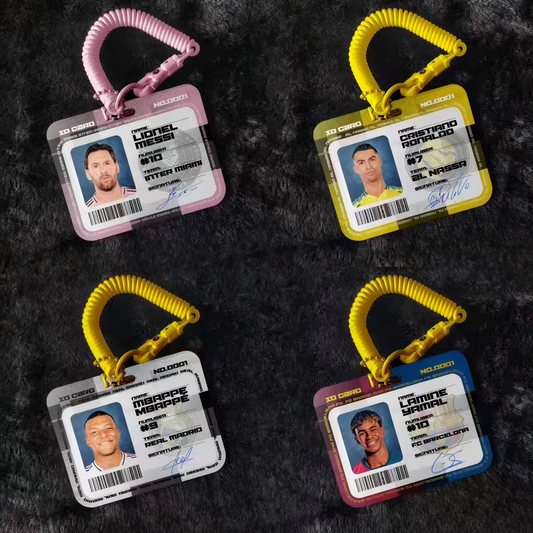 Messi, Cristiano Ronaldo, yamal, Mbappé Card holders for student IDs, transit cards, and employee ID cards
