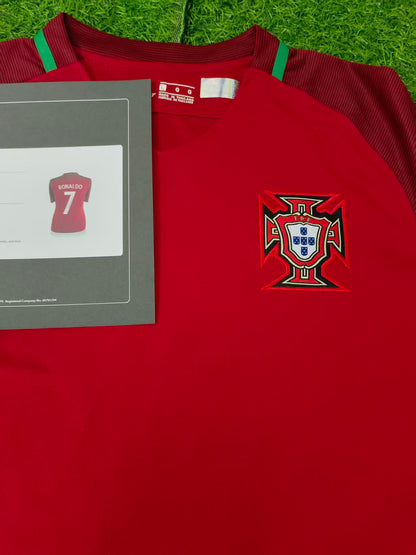 Camiseta autografiada de Cristiano Ronaldo, temporada 2016 de la Eurocopa, selección portuguesa lcons coa