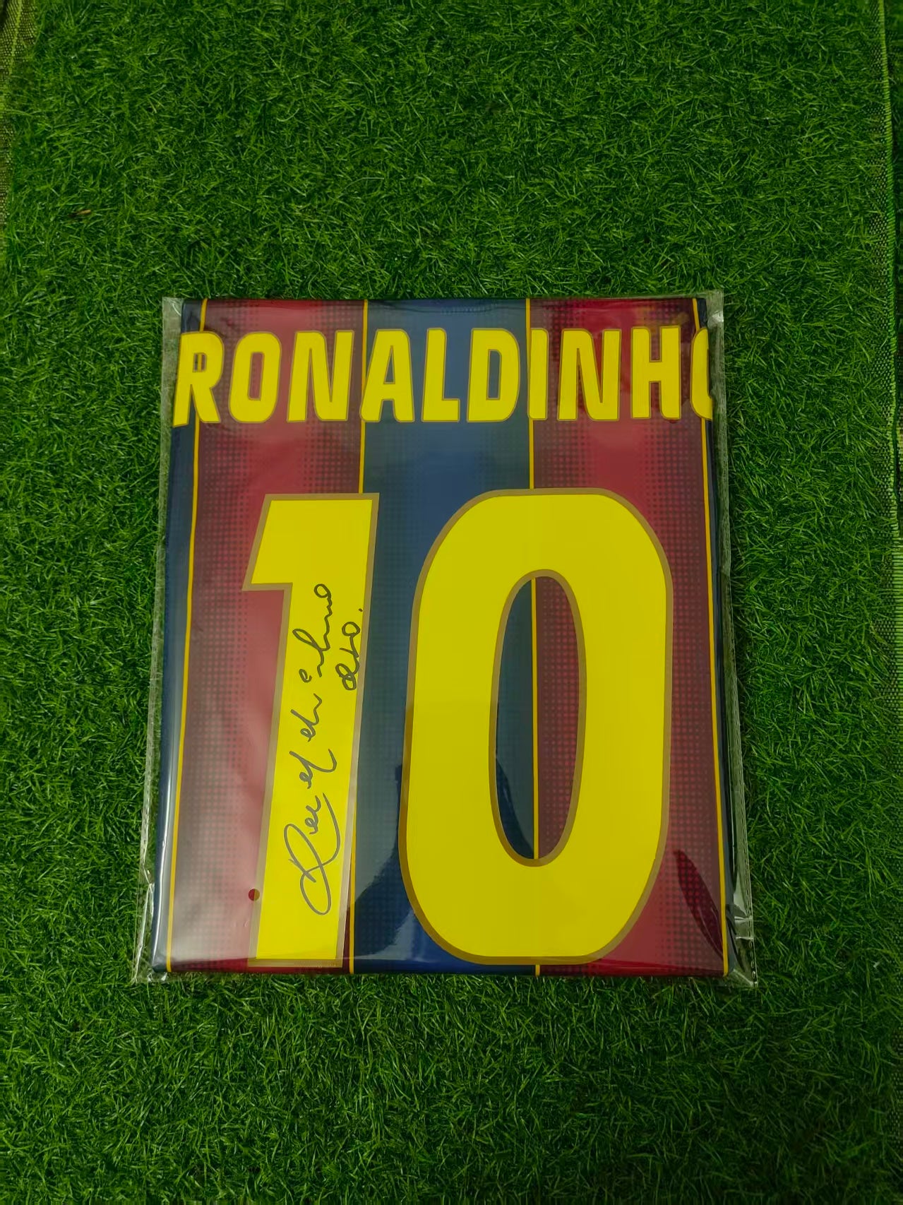 Ronaldinho Barcelona Home fan style Autograph Jersey Icons coa