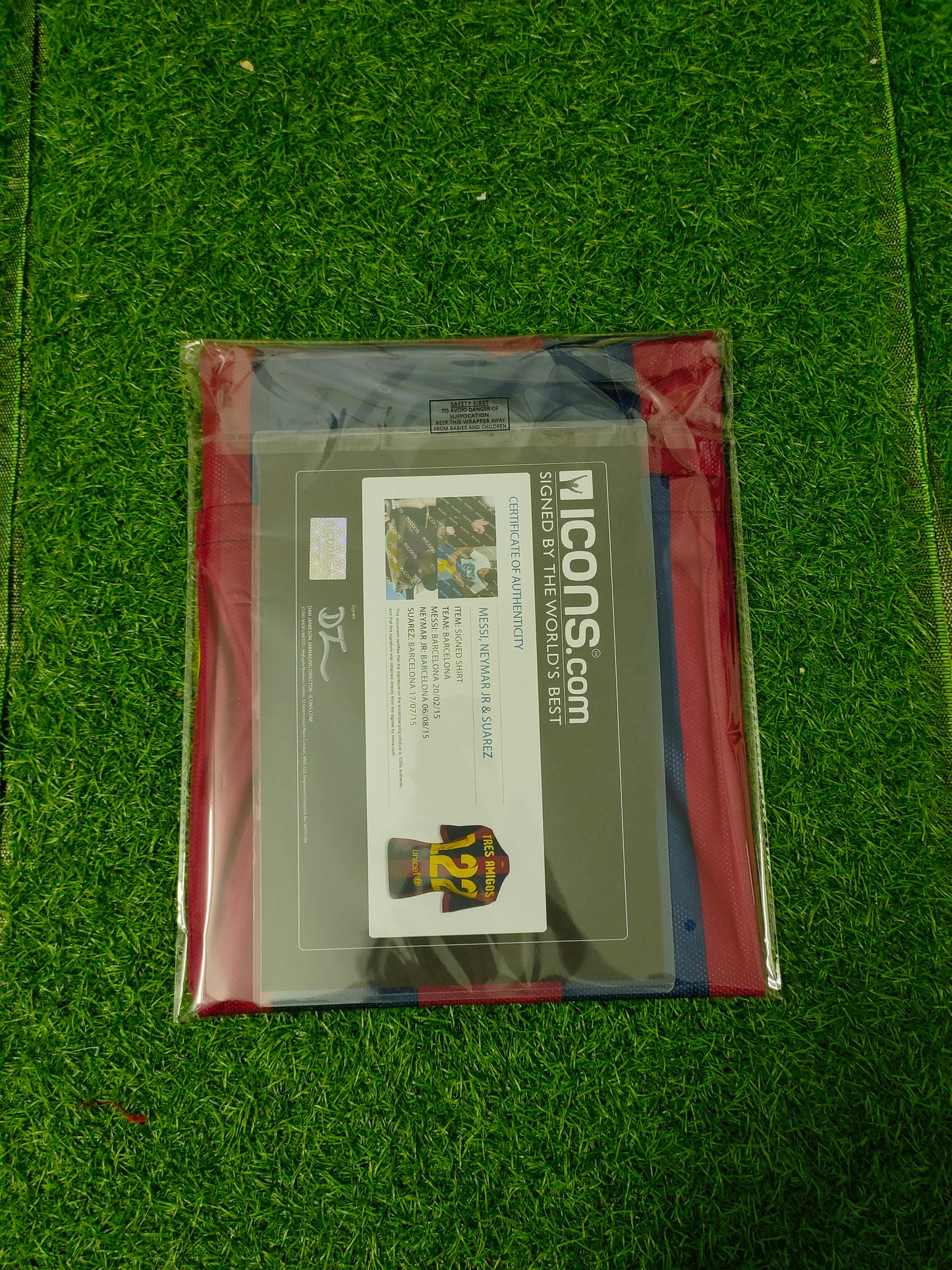 Messi, Suárez, and Neymar Home Autograph Jersey Icons coa