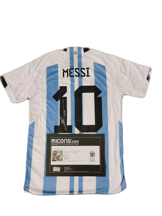 Camiseta autografiada de Messi Argentina Temporada 22/23 Local icons coa