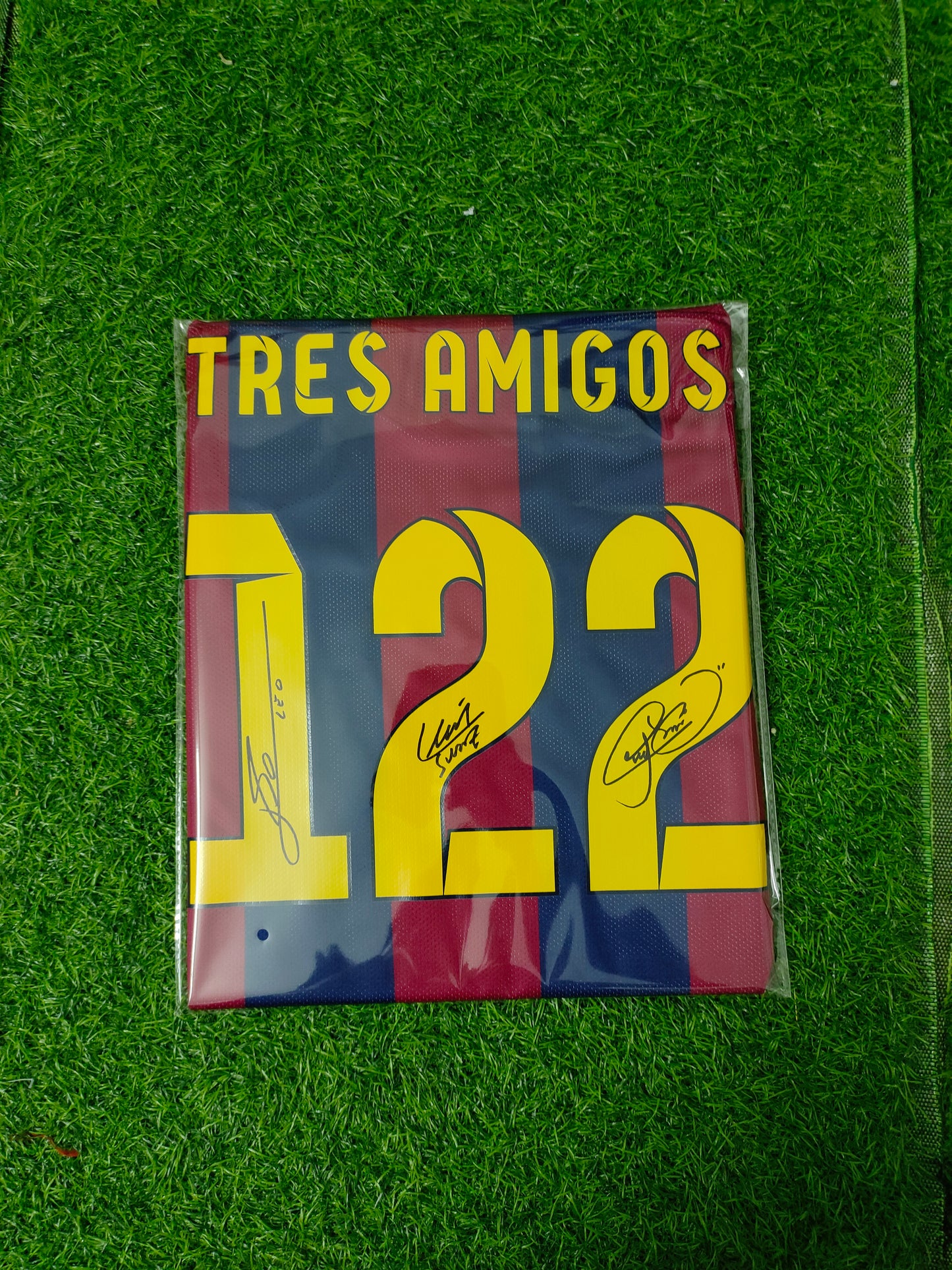 Messi, Suárez, and Neymar Home Autograph Jersey Icons coa