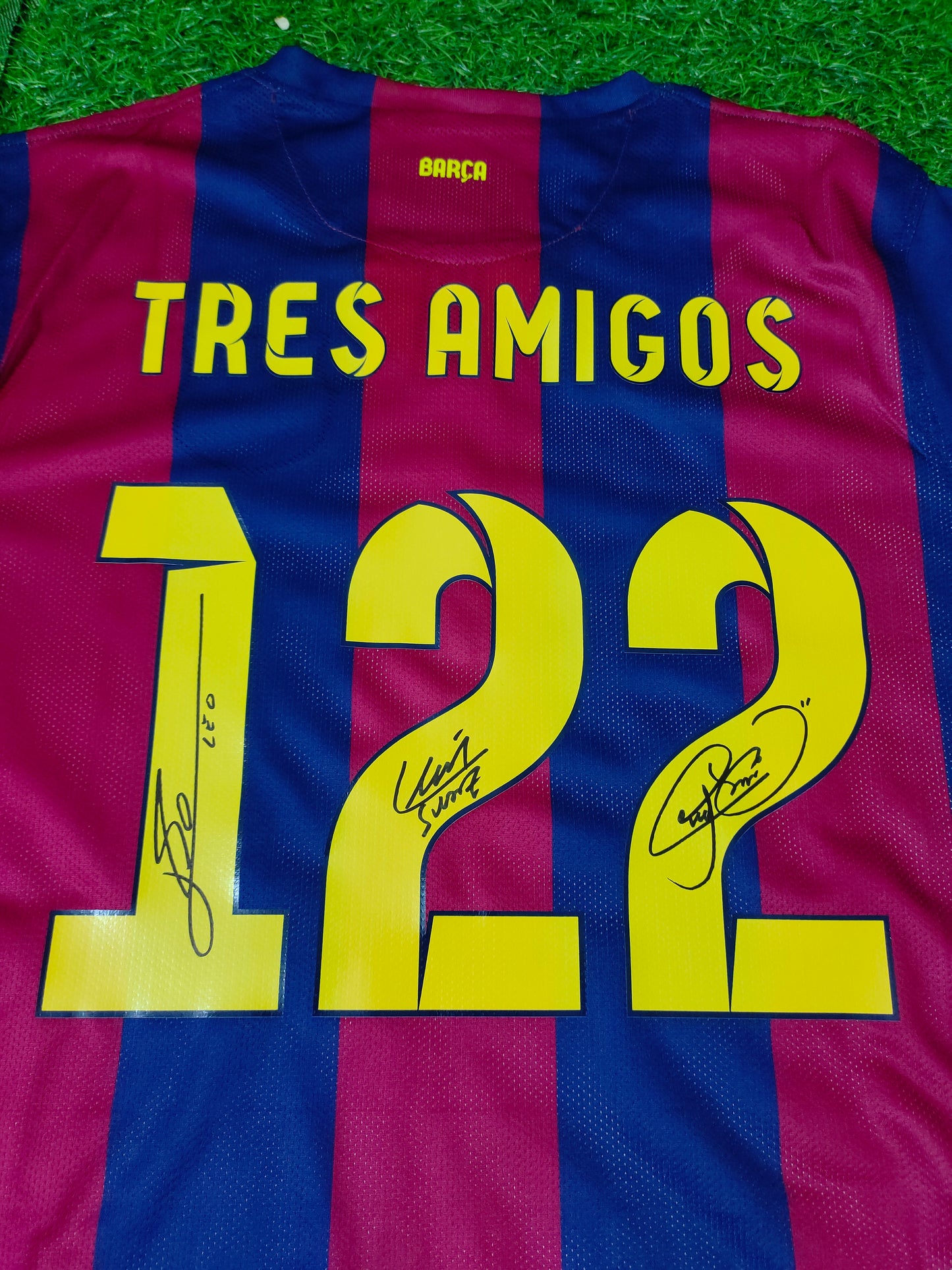 Messi, Suárez, and Neymar Home Autograph Jersey Icons coa