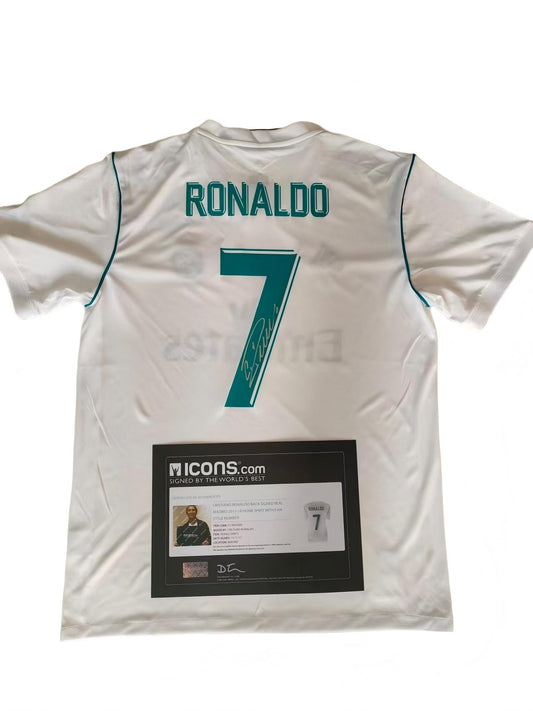 Camiseta autografiada de Cristiano Ronaldo Real Madrid Temporada 17/18 Local icons coa