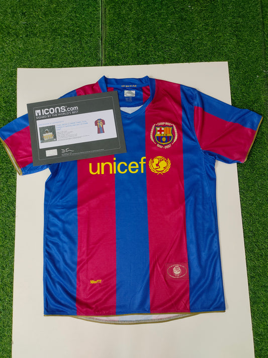 Messi and Yamal 07-08 Season Barcelona Home Autograph Jersey Icons coa