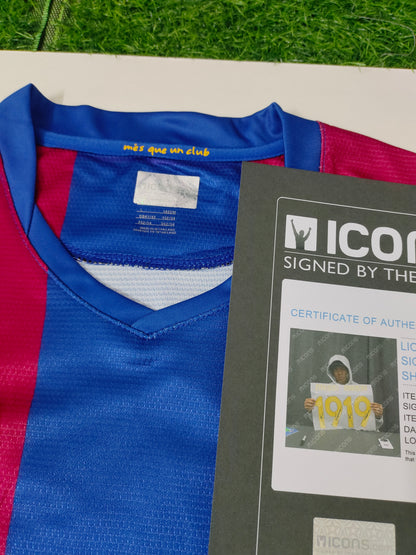 Messi and Yamal 07-08 Season Barcelona Home Autograph Jersey Icons coa