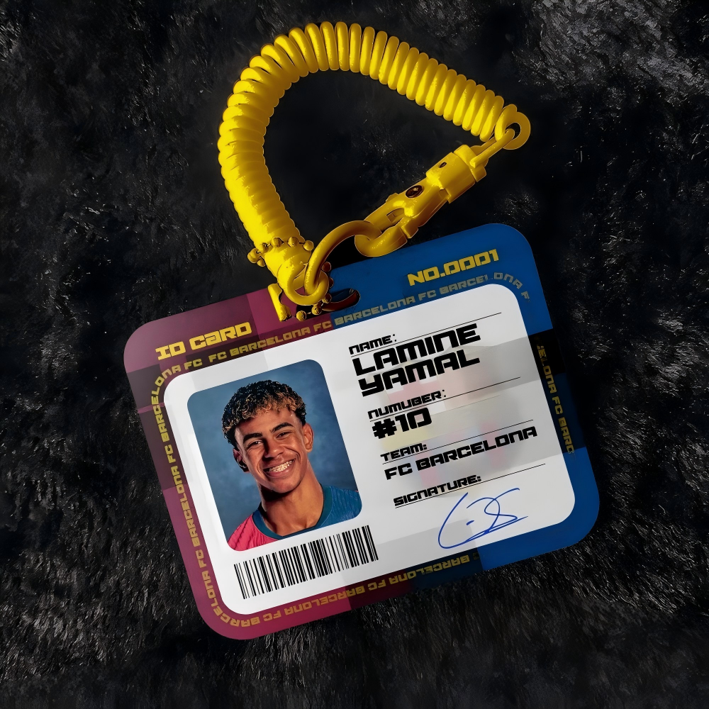 Messi, Cristiano Ronaldo, yamal, Mbappé Card holders for student IDs, transit cards, and employee ID cards