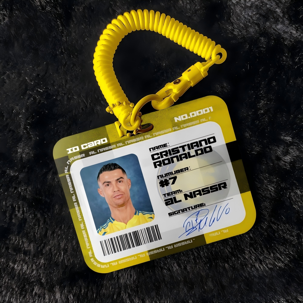 Messi, Cristiano Ronaldo, yamal, Mbappé Card holders for student IDs, transit cards, and employee ID cards