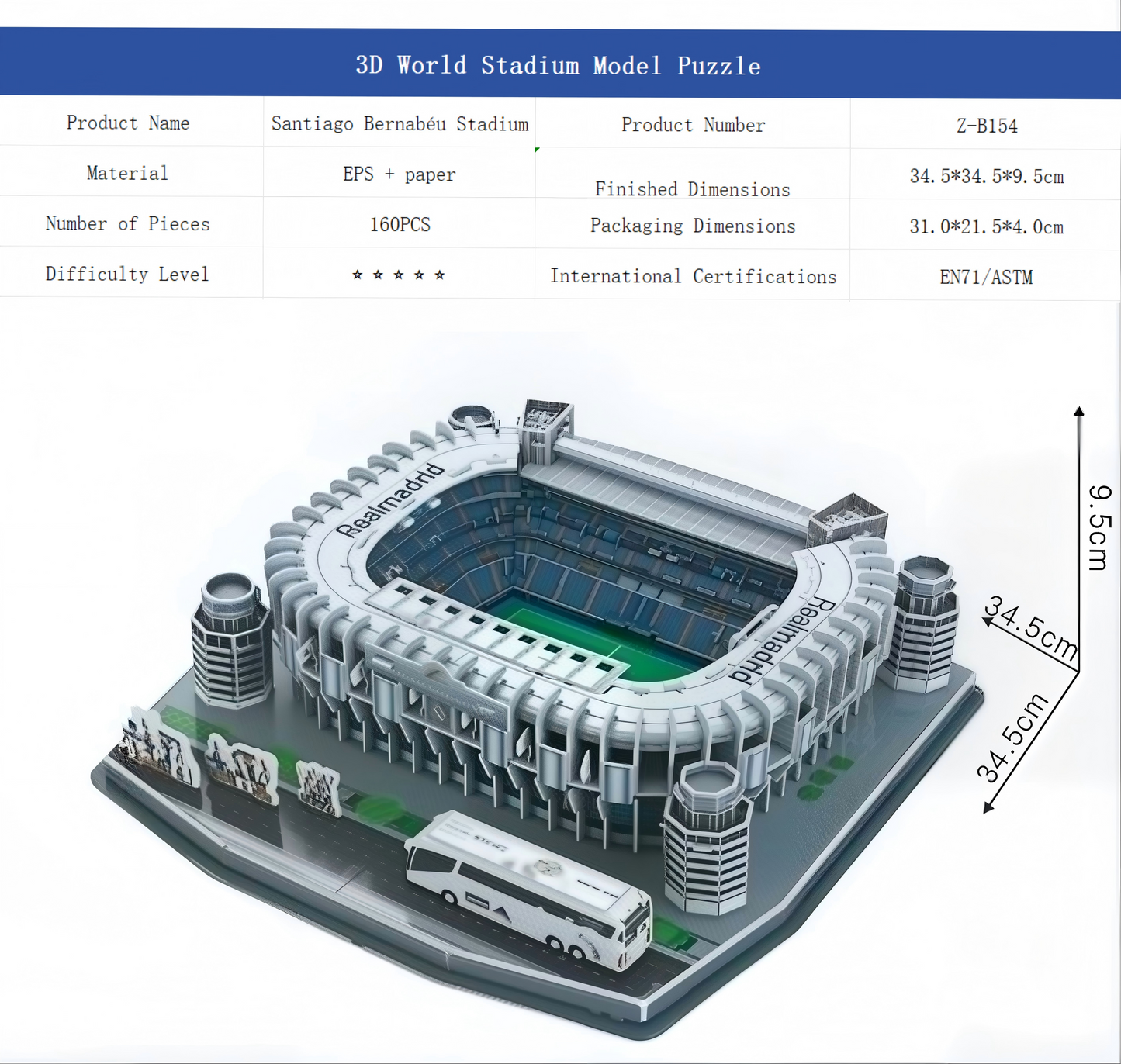3D Stadium Model Kits: Real Madrid, Barcelona, and Juventus Home Stadiums