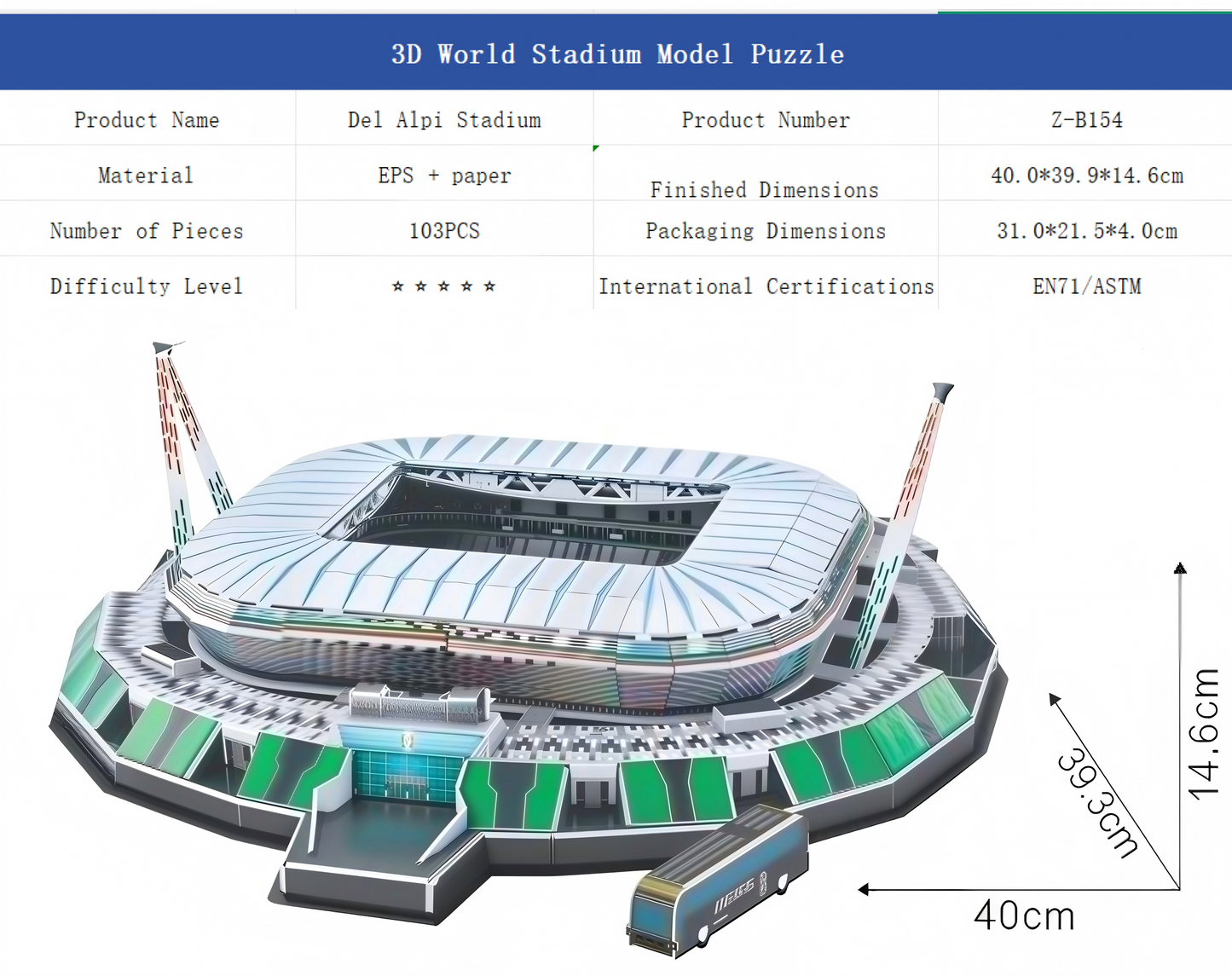 3D Stadium Model Kits: Real Madrid, Barcelona, and Juventus Home Stadiums