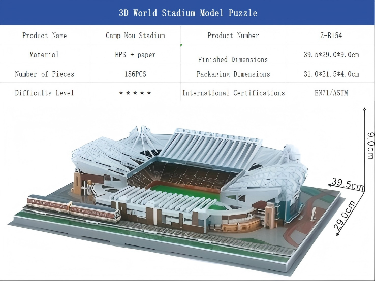3D Stadium Model Kits: Real Madrid, Barcelona, and Juventus Home Stadiums