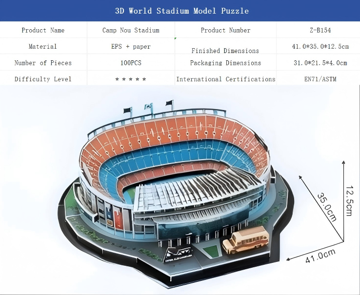 3D Stadium Model Kits: Real Madrid, Barcelona, and Juventus Home Stadiums