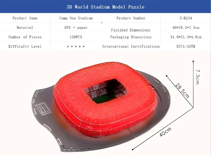 3D Stadium Model Kits: Real Madrid, Barcelona, and Juventus Home Stadiums