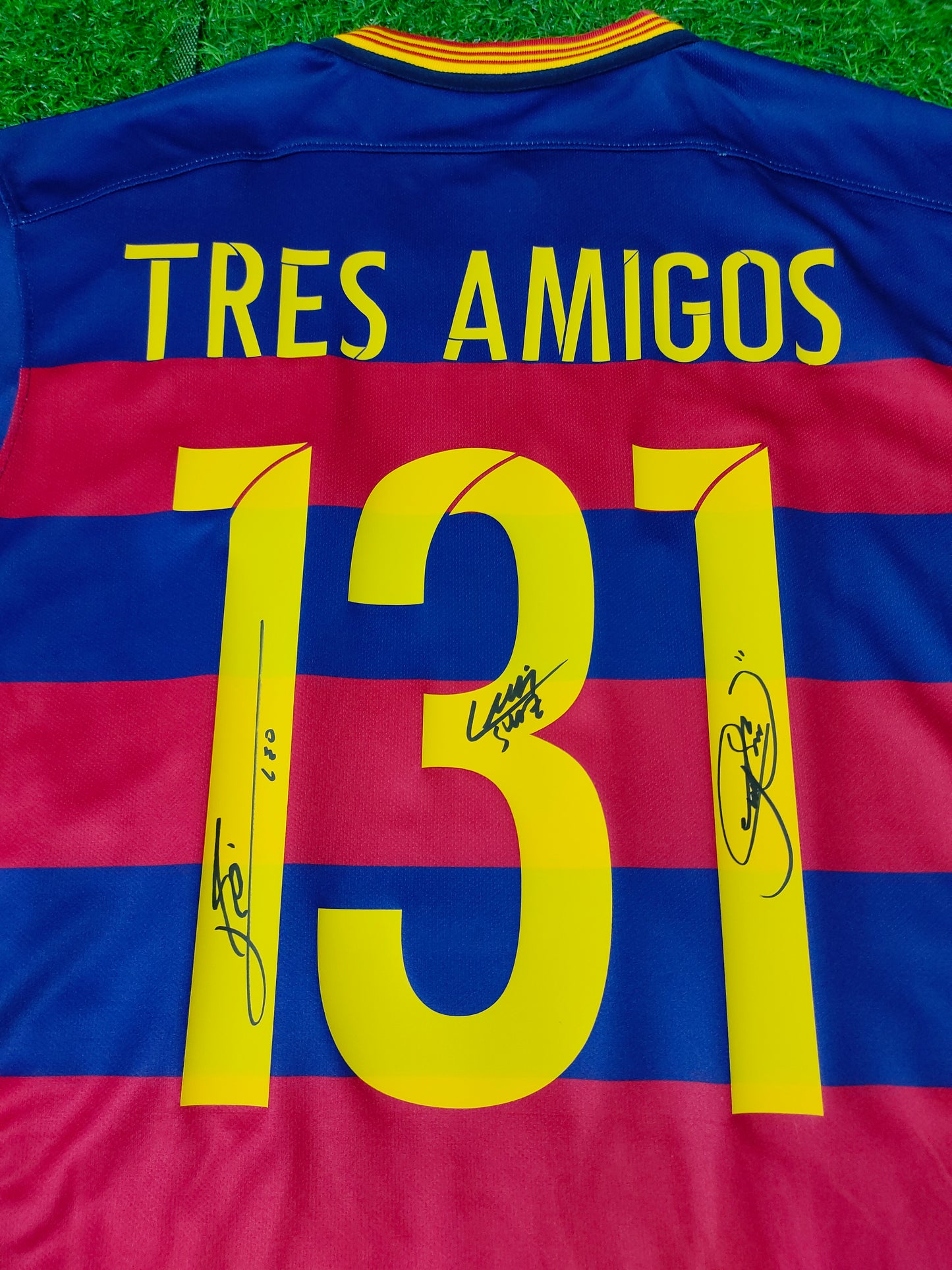 Messi, Suárez, Neymar Trio Signed Jersey 15/16 Barcelona Home Kit Icons coa