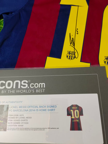 Messi 14/15 Barcelona Autographed Jersey Icons coa