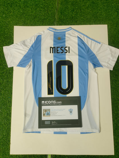 Lionel Messi Argentina 24/25 Season Home Autograph Jersey Icons coa