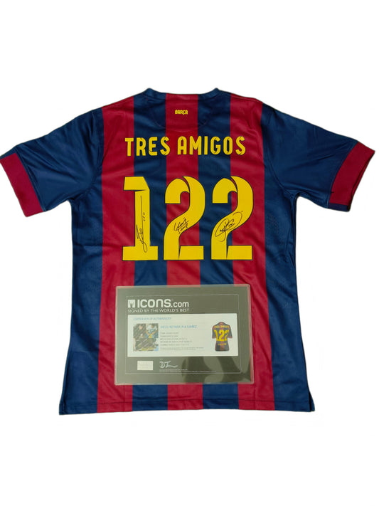 Messi, Suárez, and Neymar Home Autograph Jersey Icons coa
