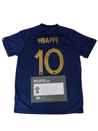 Kylian Mbappé Qatar Temporada 22/23 Camiseta Local Autografiada Icons coa